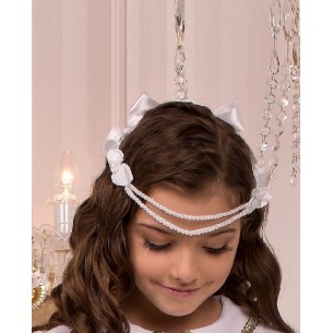 Perłowy wianek komunijny biały,perły