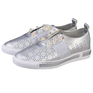 BUTY SREBRNE PANTOFELKI