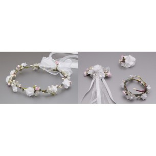 wianek komunijny  - dekoracja na świecę  - przypinka do torebki lub sukienki  - bransoletka  na rękę