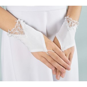 Rękawiczki komunijne krótkie na palec