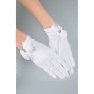 Rękawiczki komunijne z kokardą