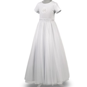 Alba dla dziewczynki srebrna  z tiulem