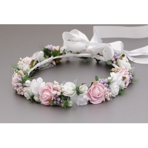 .Wianek komunijny różowy jak żywy 010