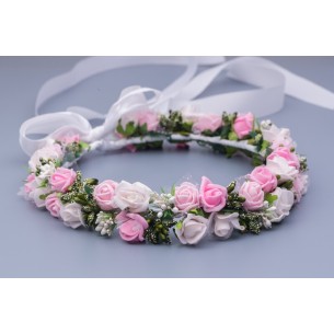 Wianek  komunijny regulowany,różowy 124