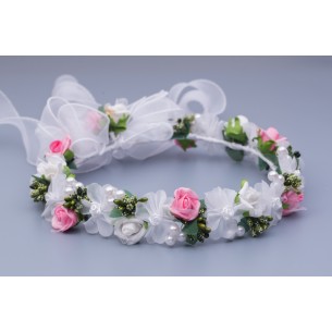 WIANEK komunijny różowe różyczki 134