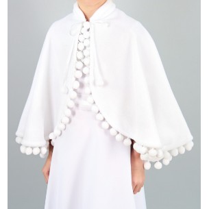 Pelerynka komunijna z pomponami ze stójką