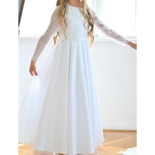 Sukienka dla dziewczynki Ida Komunia długi rękaw z koronki