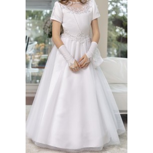 Biała Sukienka komunijna z tiulem Diana