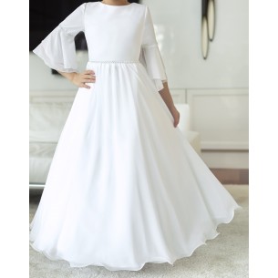 Biała Sukienka na komunię Rianna z muślinu