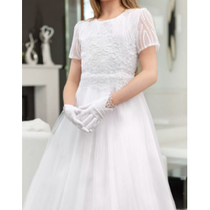 Biała Sukienka komunijna z tiulem Amelia