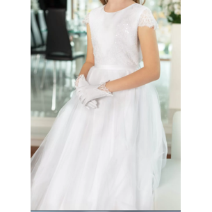 Biała Suknia na komunię z tiulem Celia