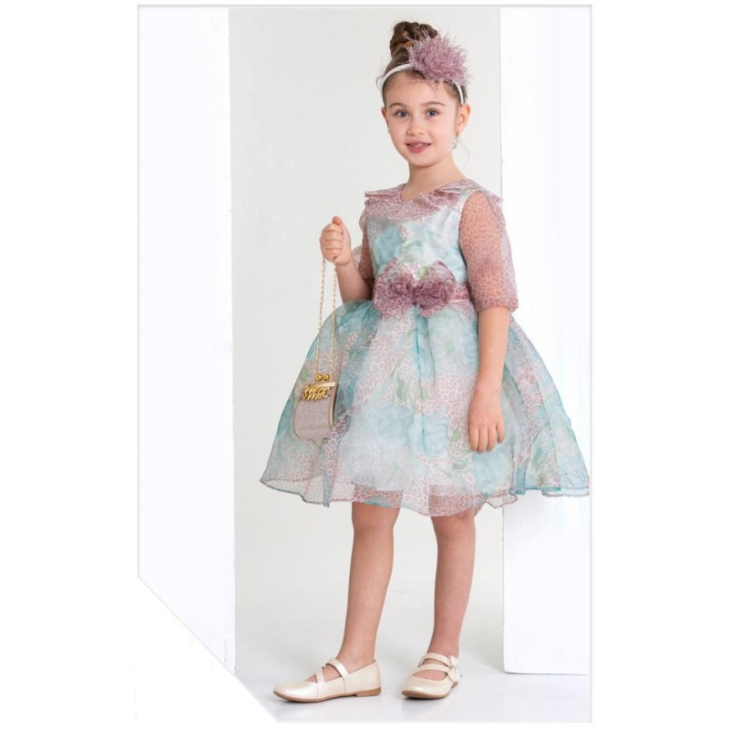 Sukienka z modnym wzorem, torebka, opaska, na przebranie wizytowa