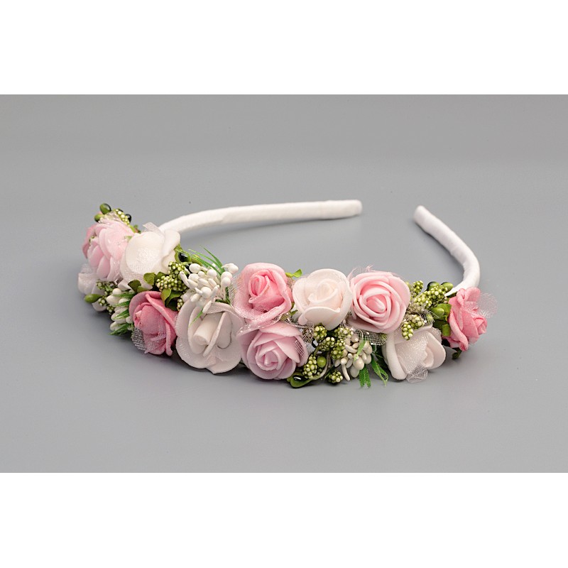 Opaska do włosów Komunia różyczki 020